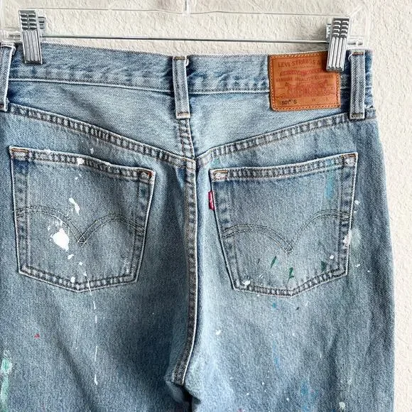 Levi's 501 Skinny Upcycled Jeans Women's 27 Paint Splatter Distressed High Rise - Picture 6 of 10